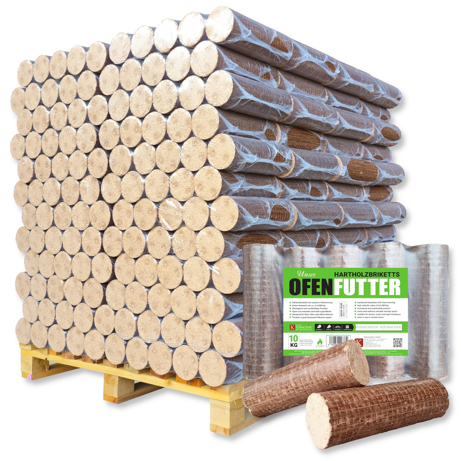 Oebri RUF Premium Hartholzbriketts Palette 960 kg (96 x 10 kg) – Bild 2